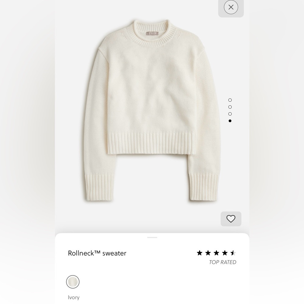 Cotton Rollneck Sweater in Ivory XL